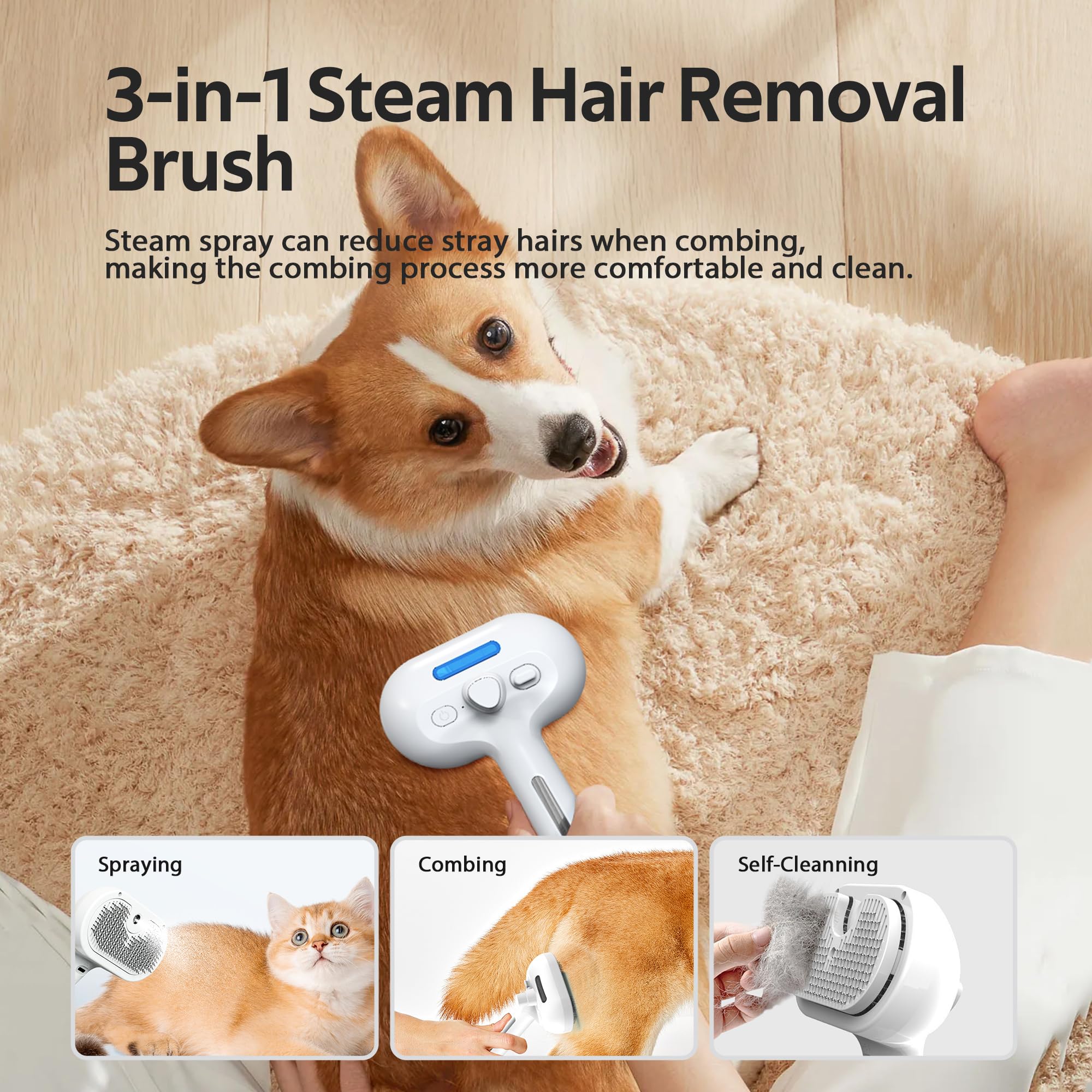 PawCliniq™ SmartMist Grooming Brush